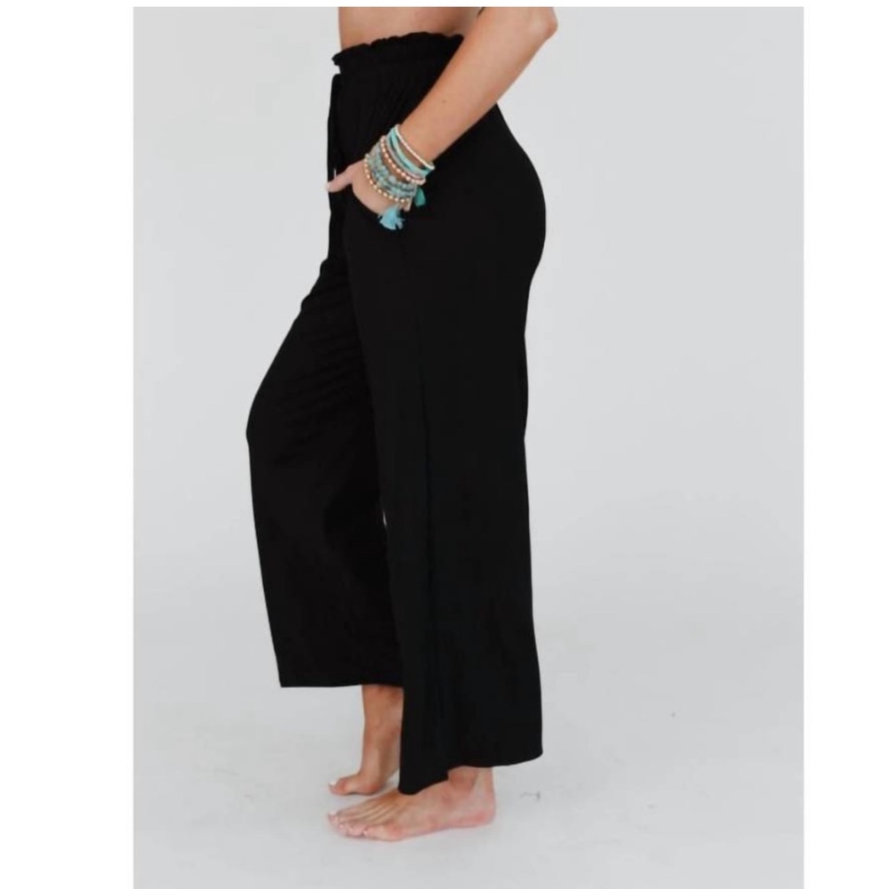 THREE BIRD NEST forever comfy drawstring wide leg pants black size small - Picture 2 of 8